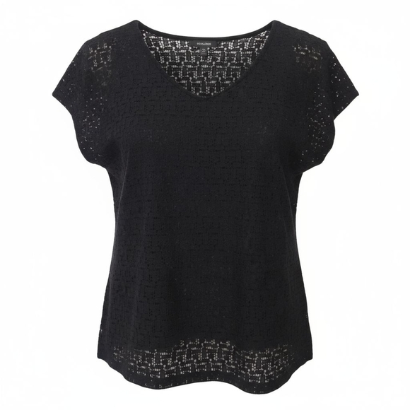 Banana Republic Elegant Black Crochet Inspired Top - Picture 1 of 6